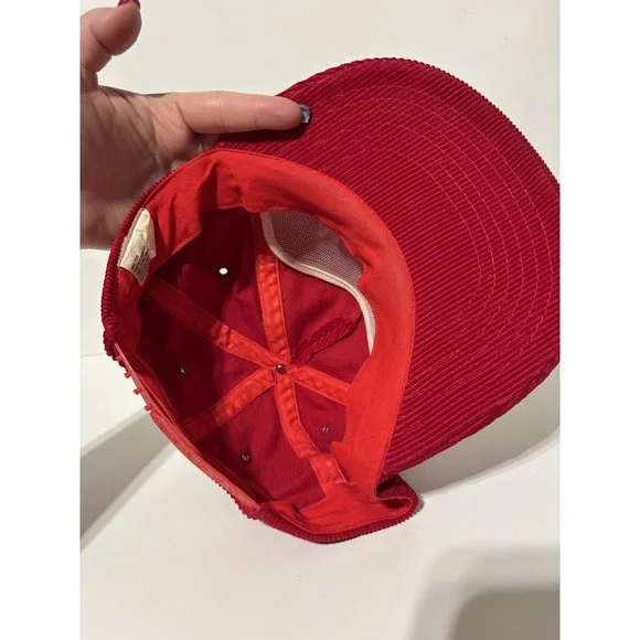 80s 90s Marlboro corduroy コーデュロイ CAP Vintage Marlboro Hat Cap Snap Back Red Corduroy Promo